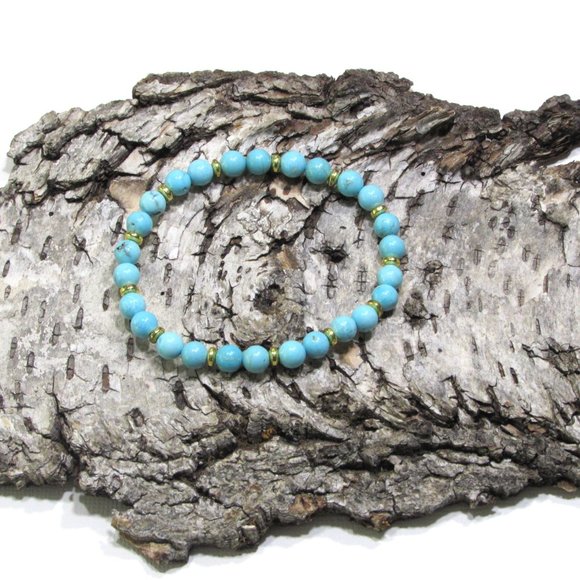 Natural Turquoise Gemstone Bracelet - Picture 3 of 5